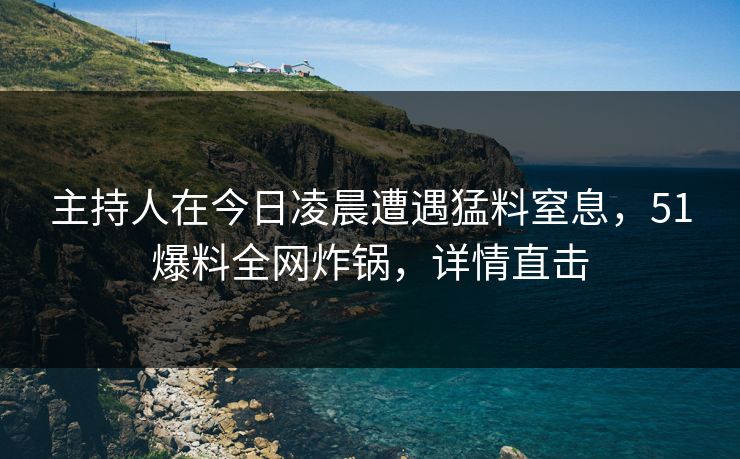 主持人在今日凌晨遭遇猛料窒息,51爆料全网炸锅,详情直击 主持人在今日凌晨遭遇猛料窒息,51爆料全网炸锅,详情直击