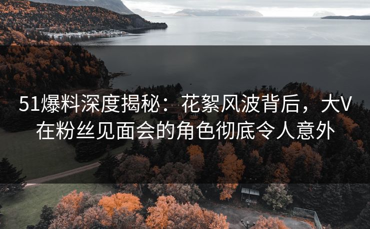 51爆料深度揭秘：花絮风波背后，大V在粉丝见面会的角色彻底令人意外