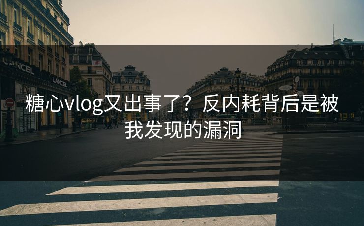 糖心vlog又出事了？反内耗背后是被我发现的漏洞