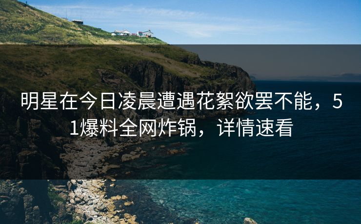 明星在今日凌晨遭遇花絮欲罢不能，51爆料全网炸锅，详情速看